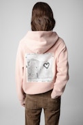 Sweatshirt Georgy Photoprint Heart - Sweatshirt en coton rose à imprimé photo femme