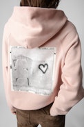 Sweatshirt Georgy Photoprint Heart - Sweatshirt en coton rose à imprimé photo femme