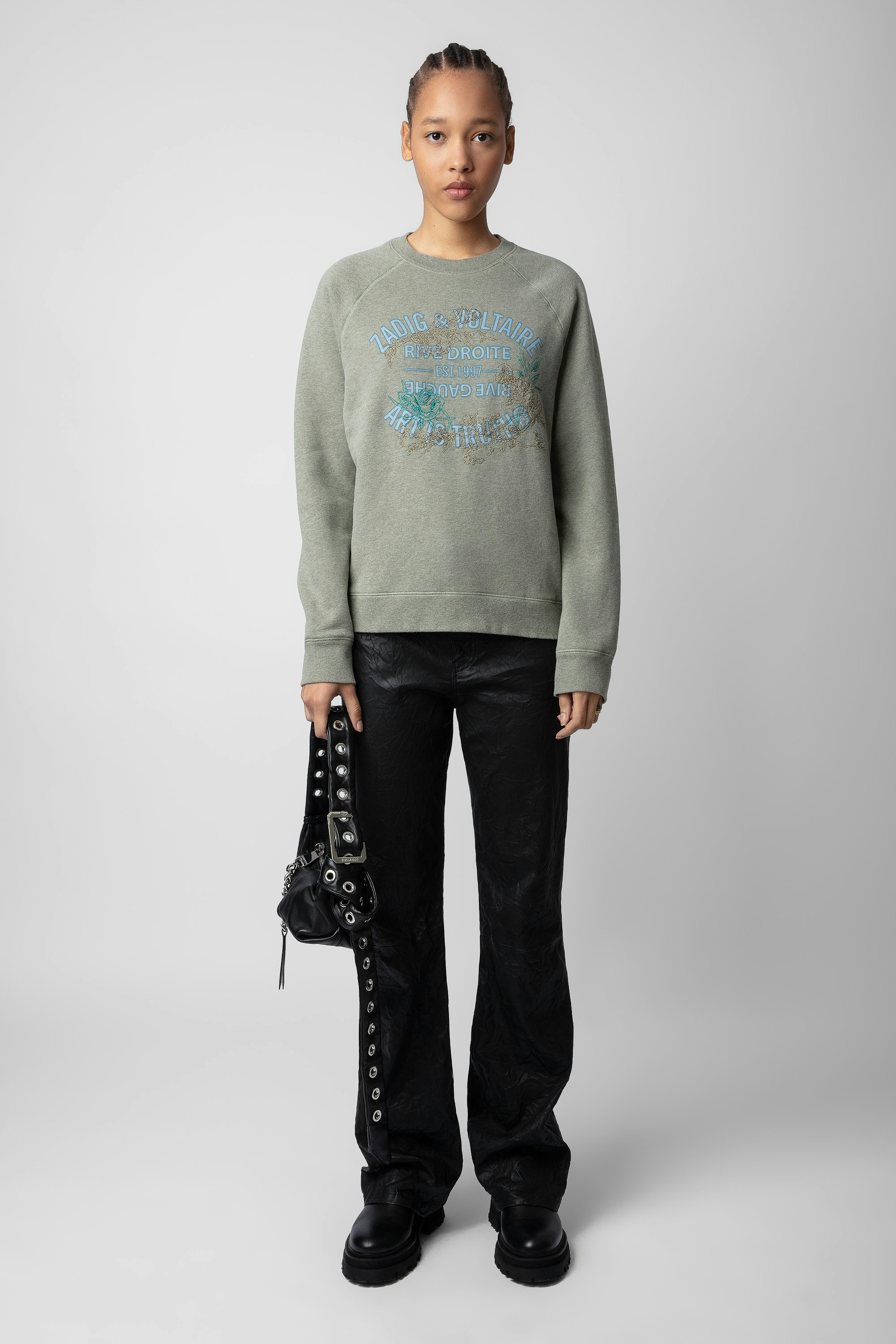 Upper Blason Flowers Sweatshirt sweatshirt kaki women | Zadig&Voltaire