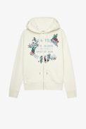Sudadera Spencer Blason Flowers - Sudadera de algodón en tono crudo con diseño floral para mujer