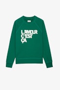 Sudadera Upper L'amour c'est ça - Sudadera de algodón verde con estampado «L'amour C'est Ça» para mujer