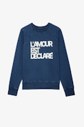 Felpa Upper L'Amour Est Déclaré - Felpa blu in cotone con applicazione "L'amour est déclaré" donna