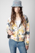 Felpa Spencer Tie Dye - Felpa in cotone tie&dye con zip e strass donna