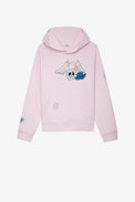 Felpa Georgy - Felpa con cappuccio in cotone rosa pallido con motivi Core Cho e strass - Donna