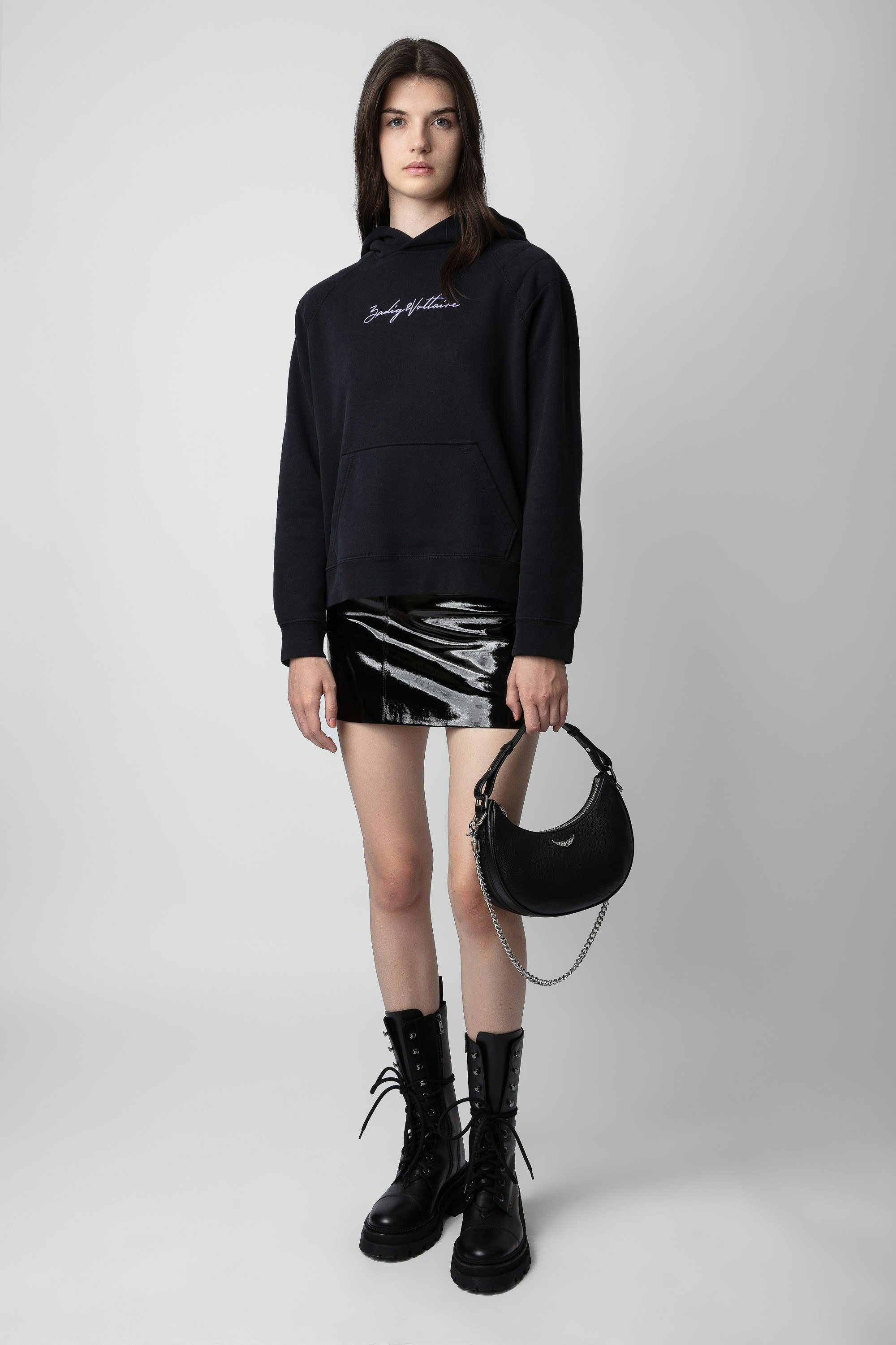 Evata Sweatshirt - Women’s black hoodie with ZV signature and concert wings print.
