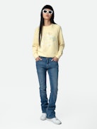 Jumper Upper - Light yellow long-sleeved sweatshirt with insignia and customised details designed by Humberto Cruz.
