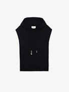 Sweatshirt Rupper - Ärmelloses Kapuzensweatshirt aus schwarzer Baumwolle mit Bindebändern und Charms.