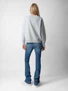 Oscar Je T’aime Sweatshirt - Light grey round-neck Je t'aime sweatshirt with long sleeves and flocked slogan.