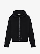 Felpa Aspene Devil - Felpa nera con zip e cappuccio, tasche e ricamo a fantasia Devil sul retro.