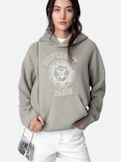 Sweatshirt Georgy - Grey hoodie with University motif and diamanté.