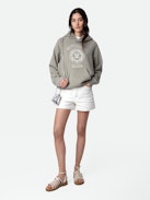 Sweatshirt Georgy - Grey hoodie with University motif and diamanté.