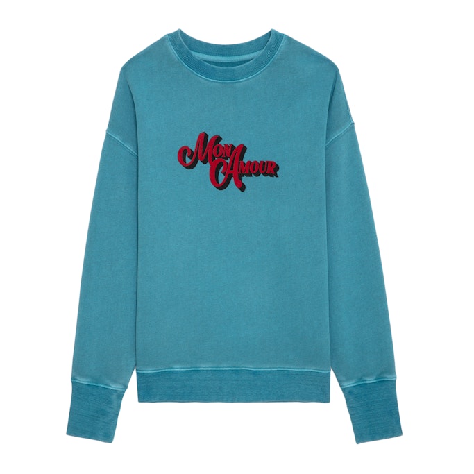 Shop Zadig & Voltaire Oscar Amour Sweatshirt In Aqua