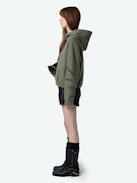 Georgy Sweatshirt - Khaki fleece hooded sweatshirt with pocket embellished with studs, wing prints on the front and badges.