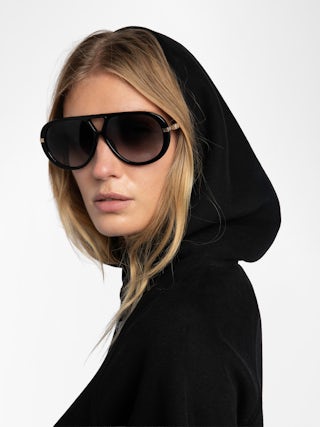 Georgy Sweatshirt - Oversized hooded jumper with rhinestone ZV wings on the front and hidden message "Be Kind To Your Mind" in the sleeve.