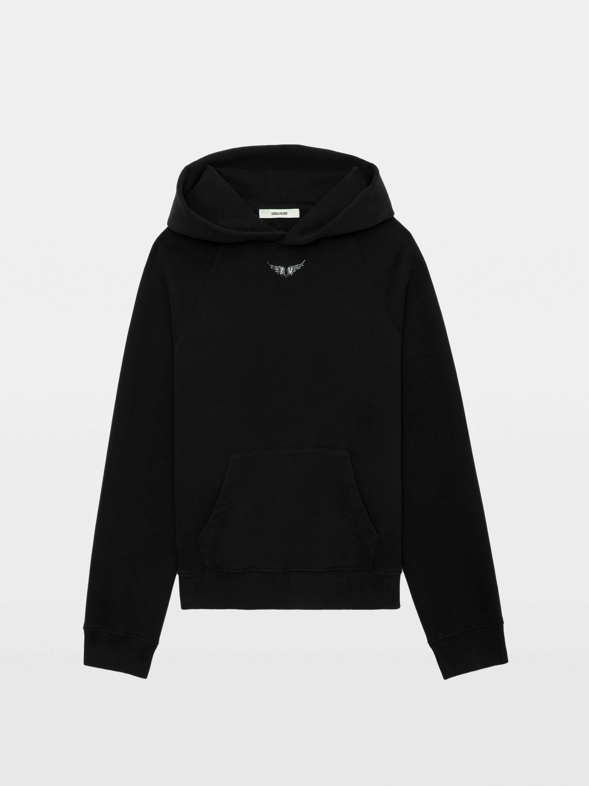 Mia Black Embellished Hoodie with Zip | Zadig&Voltaire