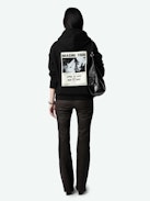 Georgy Diamanté Sweatshirt - Black loose-fitting hooded fleece sweatshirt with wing print on front and diamanté Concert photoprint on back.