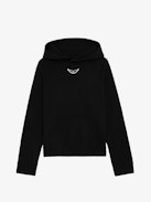 Georgy Diamanté Sweatshirt - Black loose-fitting hooded fleece sweatshirt with wing print on front and diamanté Concert photoprint on back.