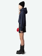 Georgy Photoprint Diamanté Sweatshirt - Navy blue loose-fitting hooded fleece sweatshirt with wing print on front and diamanté photoprint on back.