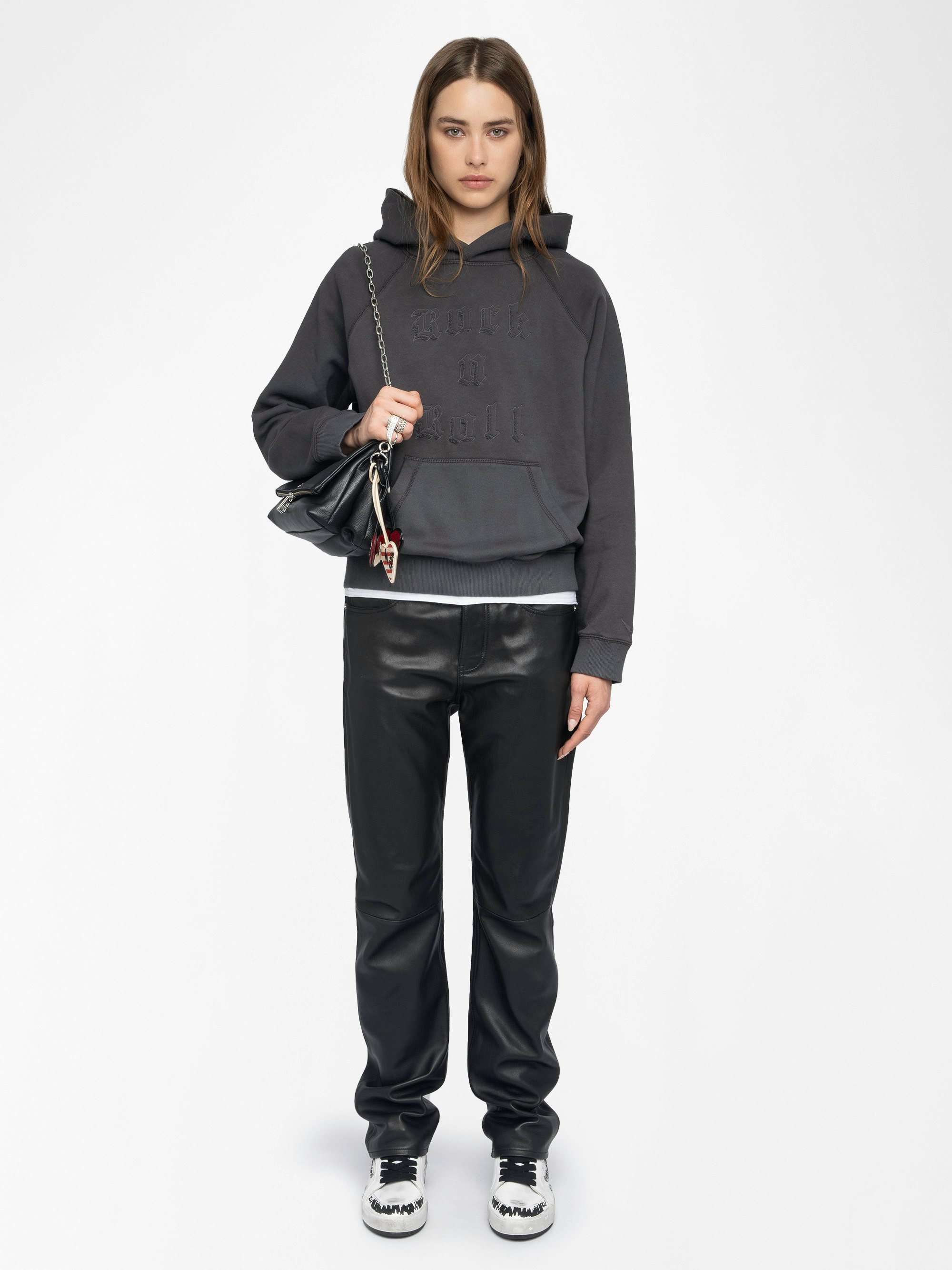 Georgy Sweatshirt - Hooded sweatshirt with long sleeves and rhinestone print on the front.