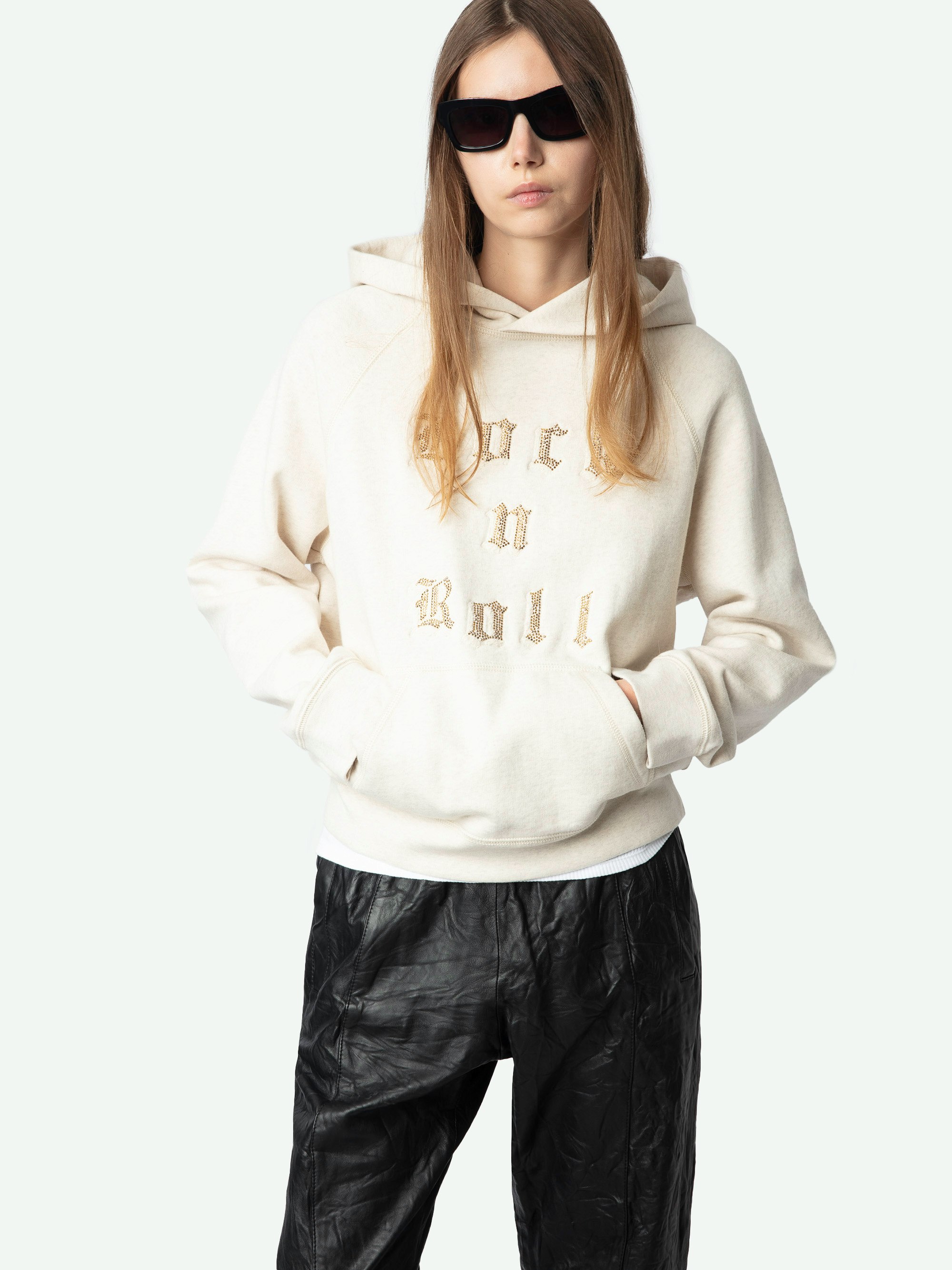 Georgy Sweatshirt - Hooded sweatshirt with long sleeves and rhinestone "Rock n Roll" on the front.