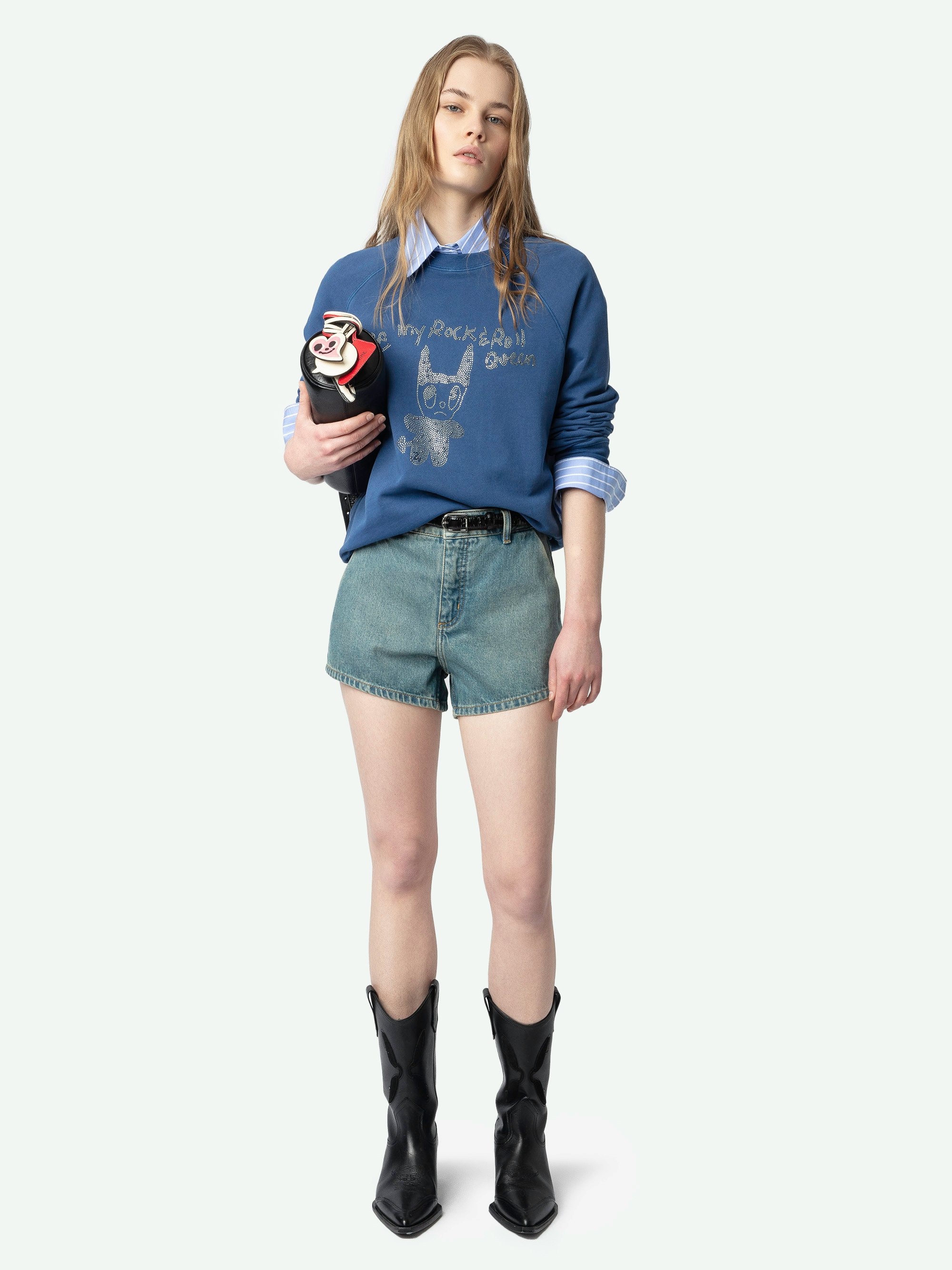 Tシャツ・カットソー ZADIG & VOLTAIRE Men T-shirt Blue JMTS01715 421 TOMMY T-SHIRT (ZADIG & VOLTAIRE/Tシャツ・カットソー
