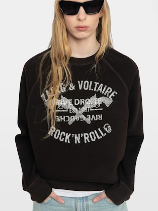 Upper Sweatshirt - Long-sleeved sweatshirt with rhinestone print on the front.