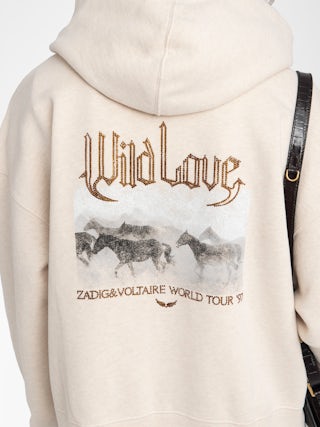 Mia Sweatshirt - Zipped hoodie with print and rhinestones on the back.