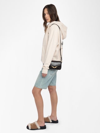 Mia Sweatshirt - Zipped hoodie with print and rhinestones on the back.