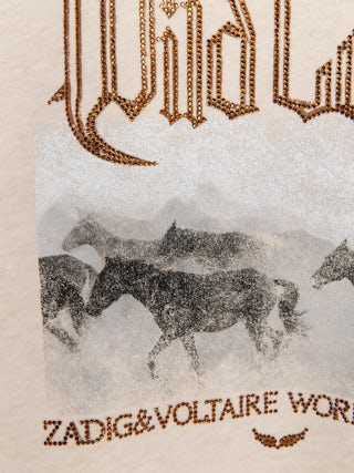 Mia Sweatshirt - Zipped hoodie with print and rhinestones on the back.