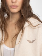 Felpa Mia - Felpa con cappuccio e chiusura zip con stampa e strass sul retro.