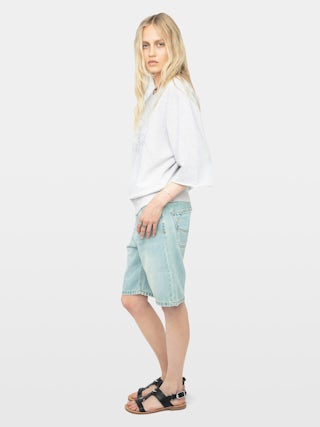 Sudadera Edmond - Sudadera de manga 3/4 con pedrería en la parte delantera.