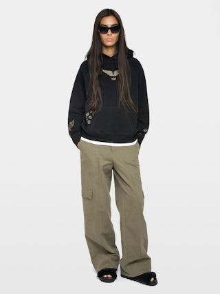 Sweatshirt Georgy - Sweatshirt à capuche manches longues avec multicusto strass.