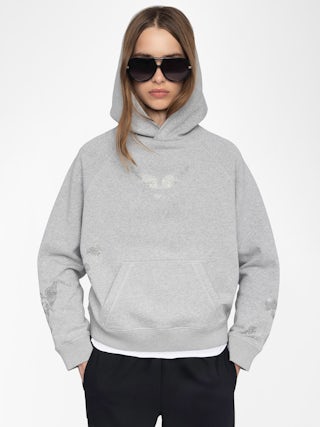Georgy Sweatshirt - Long-sleeved hooded sweatshirt with multi-rhinestone customization.