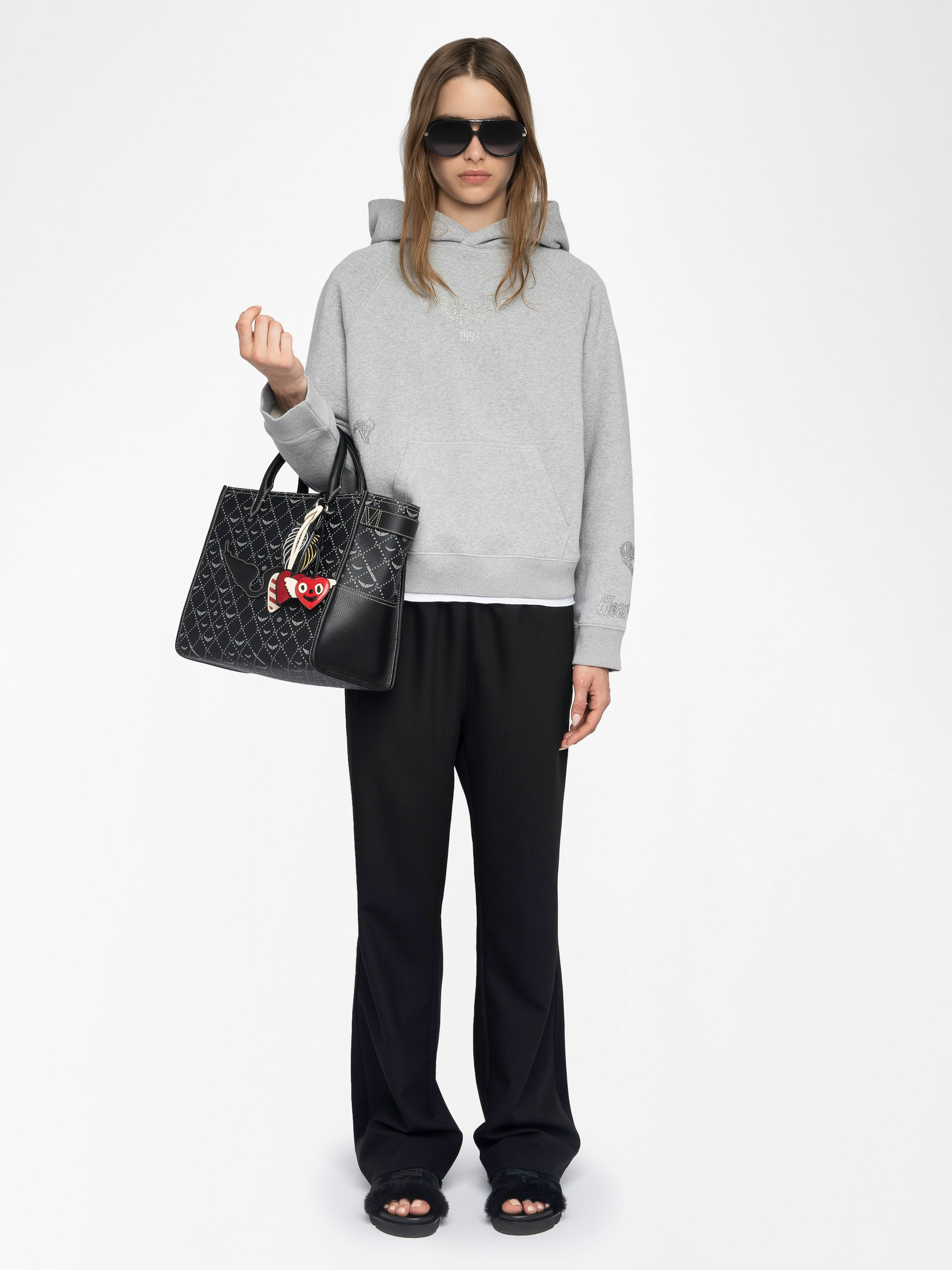Georgy Sweatshirt - Long-sleeved hooded sweatshirt with multi-rhinestone customization.