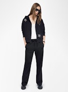 Mia Diamanté Sweatshirt - Women's black zippered hoodie with diamanté stars throughout.