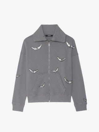 Milly Sweatshirt - Sweatshirt with zip closure, high collar and long sleeves with wing embroidery.