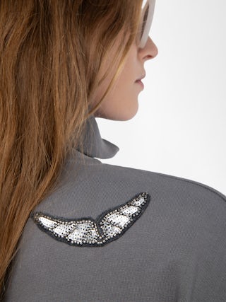 Milly Sweatshirt - Sweatshirt with zip closure, high collar and long sleeves with wing embroidery.