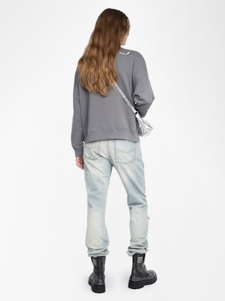 Milly Sweatshirt - Sweatshirt with zip closure, high collar and long sleeves with wing embroidery.