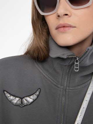Milly Sweatshirt - Sweatshirt with zip closure, high collar and long sleeves with wing embroidery.