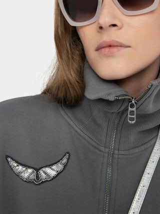 Milly Sweatshirt - Sweatshirt with zip closure, high collar and long sleeves with wing embroidery.