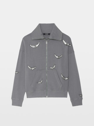 Milly Sweatshirt - Sweatshirt with zip closure, high collar and long sleeves with wing embroidery.