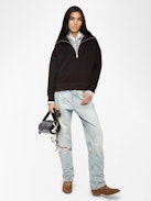 Sweatshirt Maya - Sweatshirt with high collar and zip closure with embroidery and rhinestones on back.