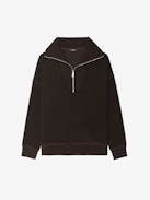 Sweatshirt Maya - Sweatshirt with high collar and zip closure with embroidery and rhinestones on back.
