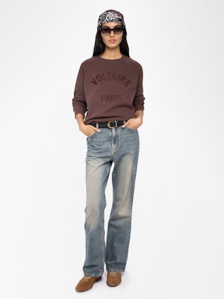 Upper Sweatshirt - Sweatshirt with long sleeves and wording patch on front.