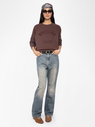 Upper Sweatshirt - Sweatshirt with long sleeves and wording patch on front.