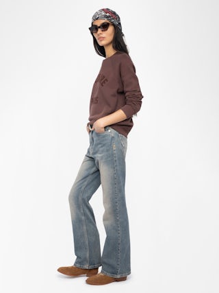 Upper Sweatshirt - Sweatshirt with long sleeves and wording patch on front.