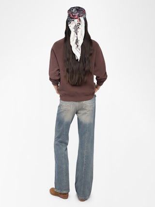 Upper Sweatshirt - Sweatshirt with long sleeves and wording patch on front.