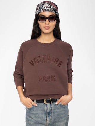 Upper Sweatshirt - Sweatshirt with long sleeves and wording patch on front.