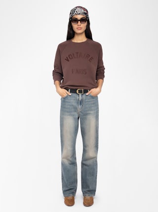 Upper Sweatshirt - Sweatshirt with long sleeves and wording patch on front.