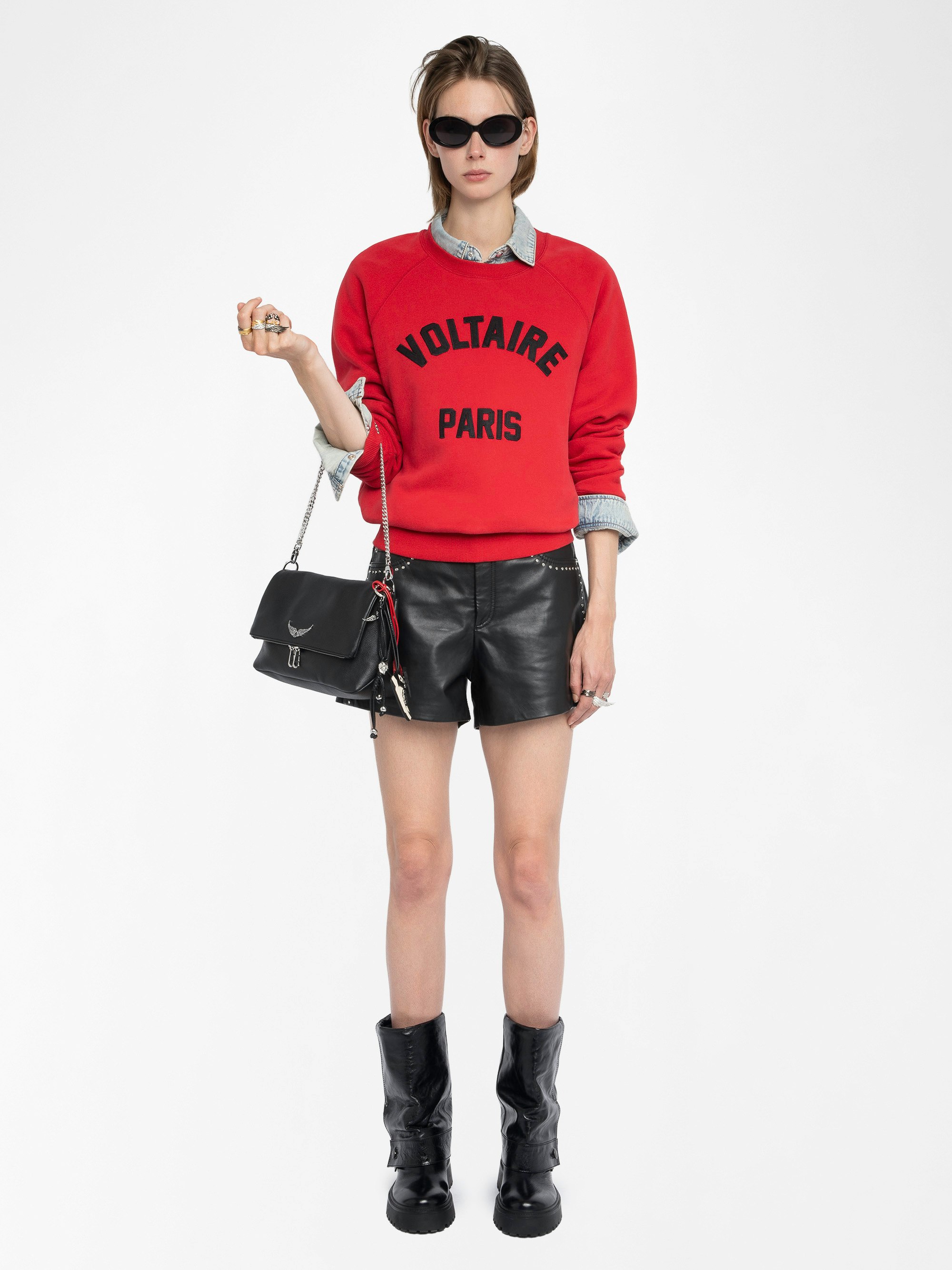 Sweatshirt Upper - Long-sleeved sweatshirt with wording patch on the front.